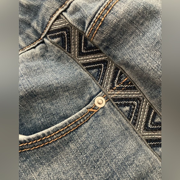 Knox Rose Denim side tribal boho embroidered pattern denim jeans pants size 12 - Picture 2 of 7